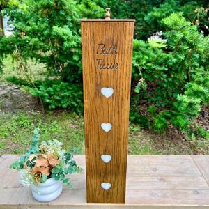 Handmade Wood Hear Toilet Paper Holder